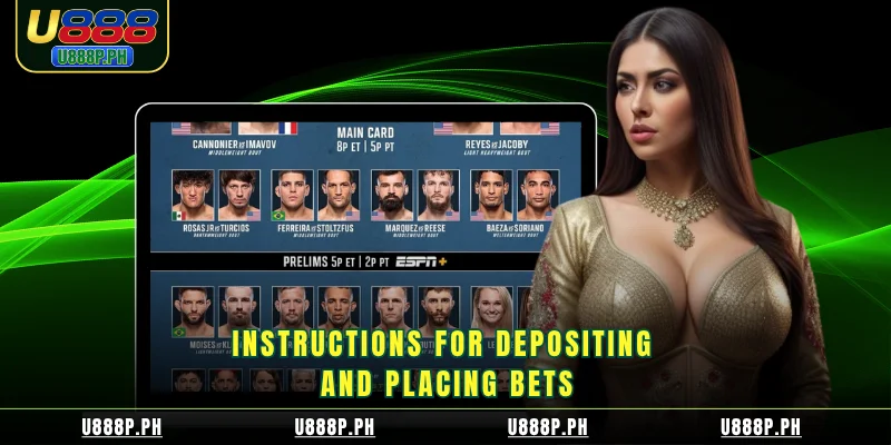 Instructions for depositing and placing bets